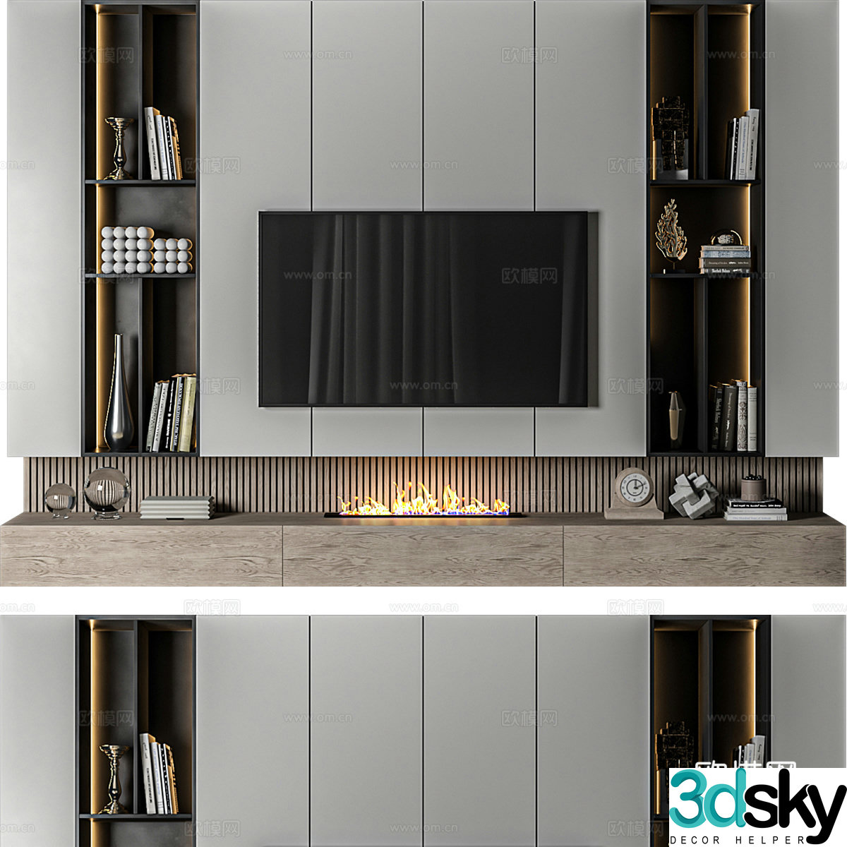 Modern Italian TV background wall 3d model
