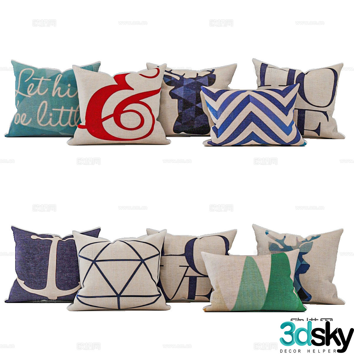 Nordic pillow pillow combination pattern pillow pattern pillow pillow pillow pillow pillow 3D model