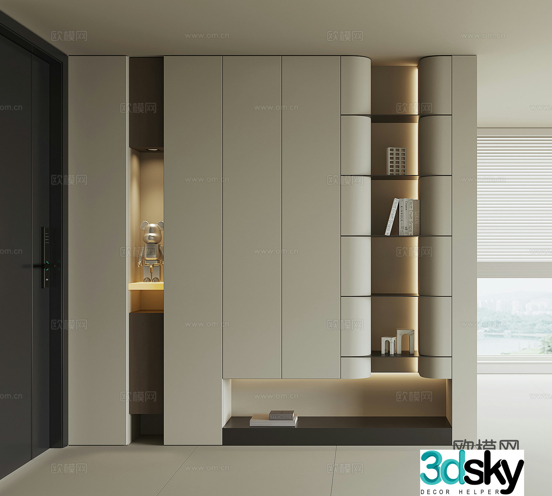 Modern home entrance shoe cabinet 3D model