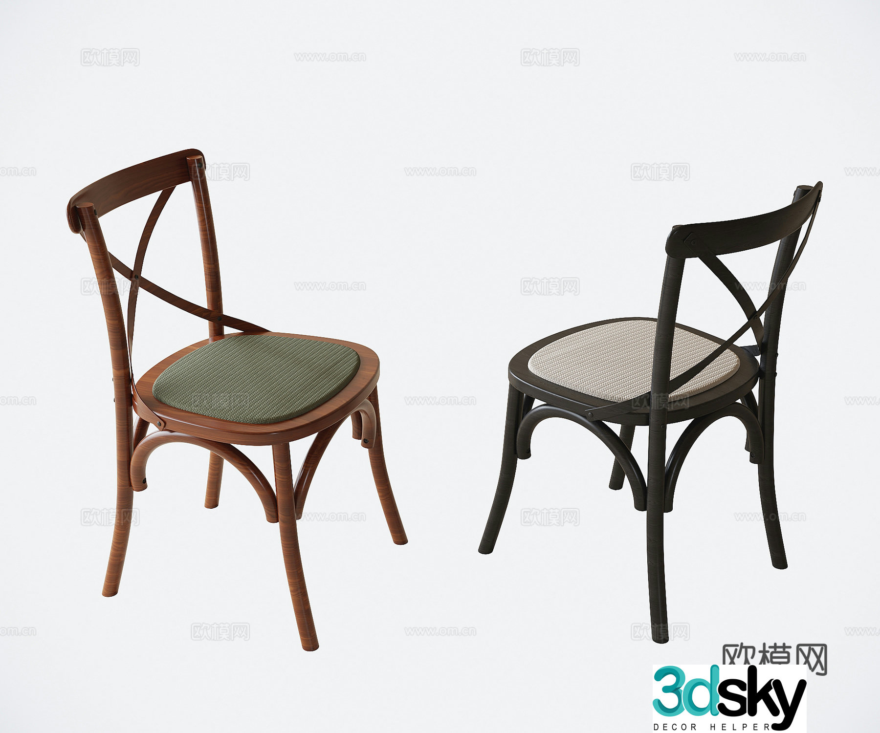 French dining chair single chair leisure chair tea chair book chair 3d model