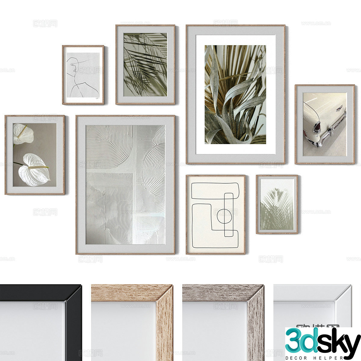 Modern Nordic hanging paintings photo wall 3d model