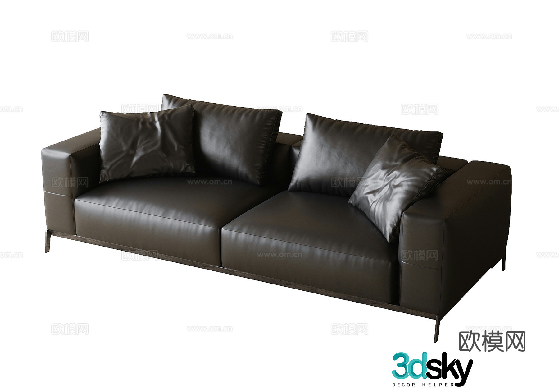 Modern leather double sofa 3d model