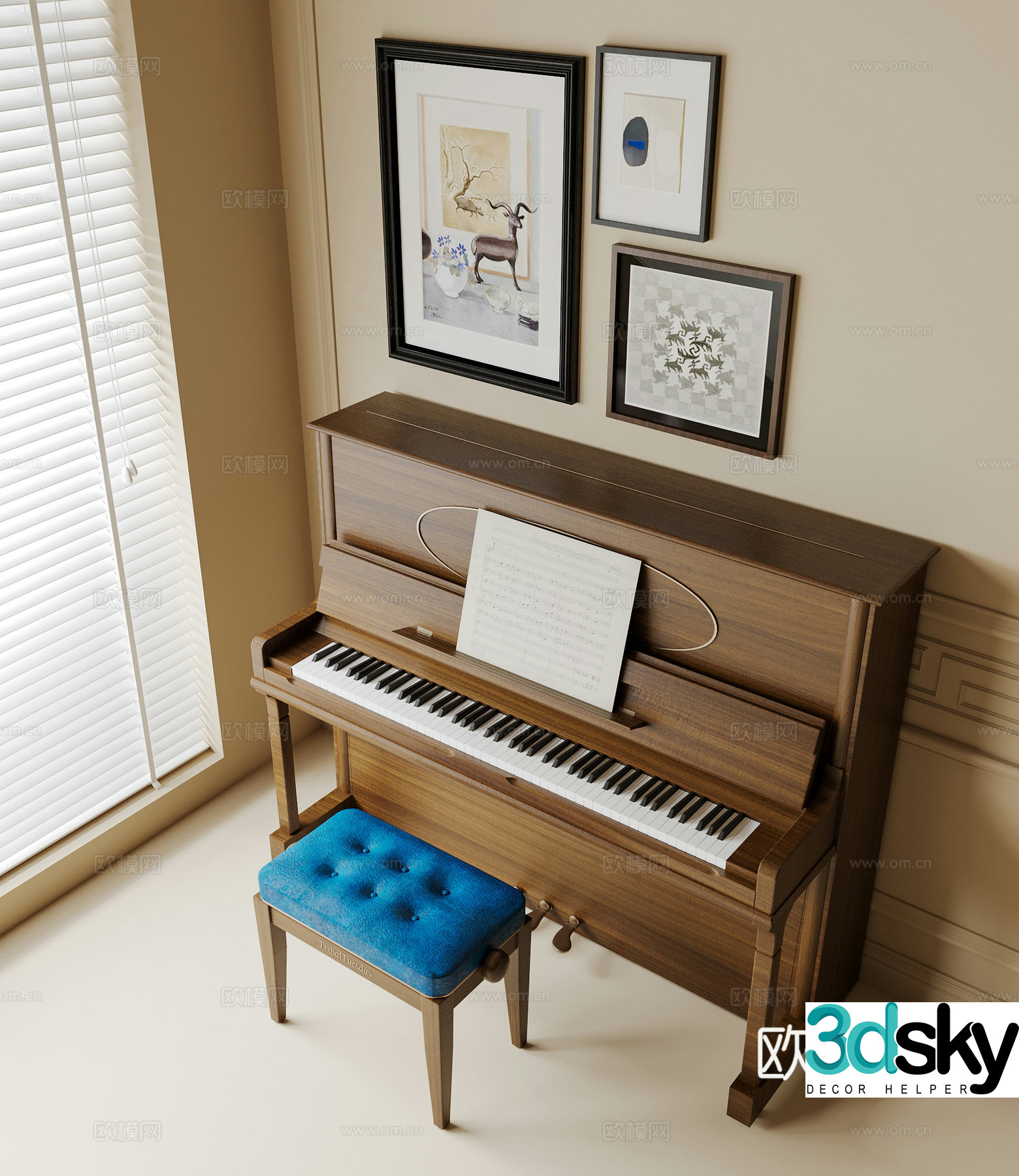 Modern piano 3d model