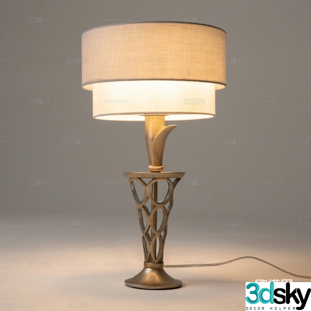 Simple European art desk lamp 3D model