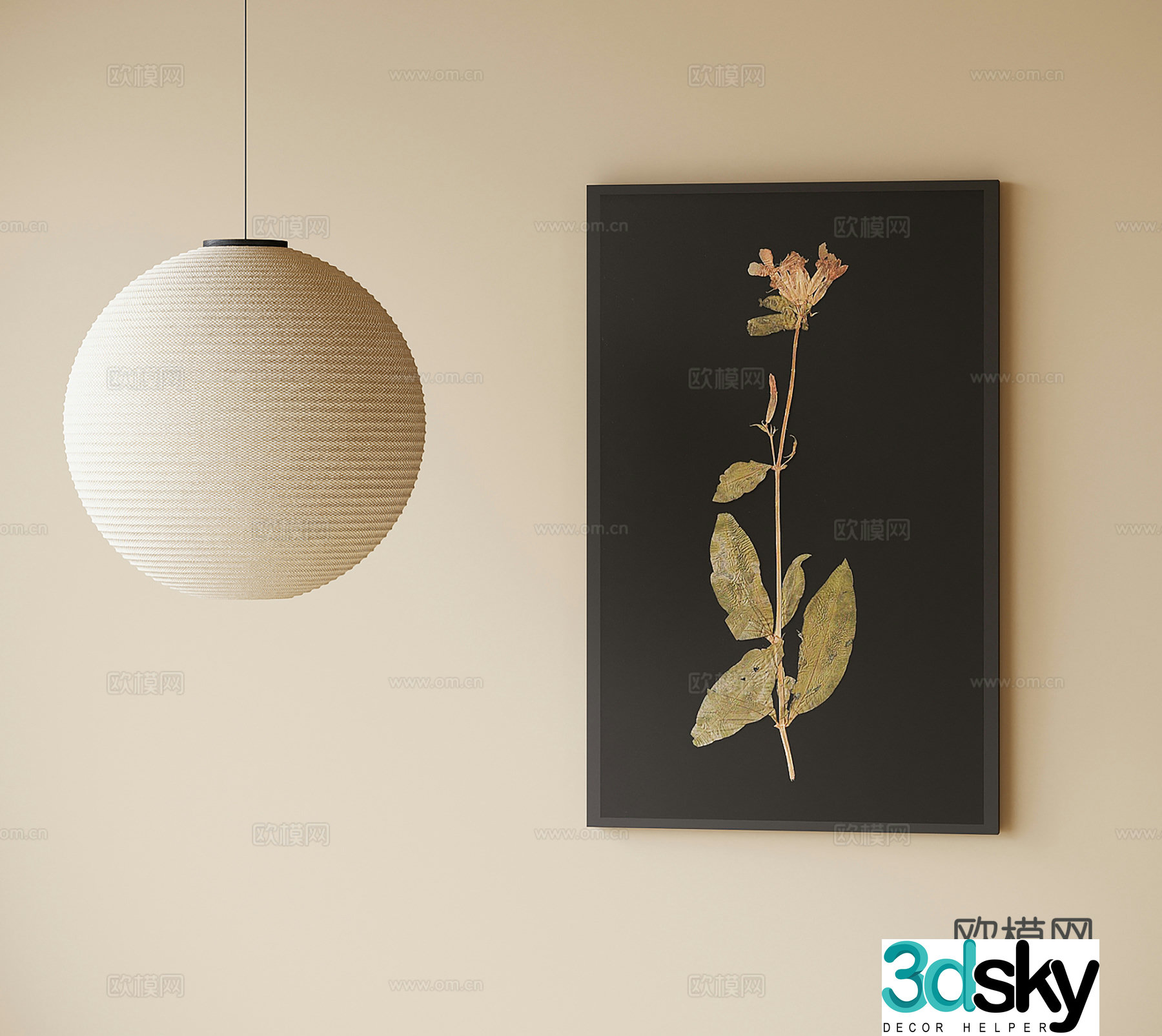 Modern hanging painting chandelier 3d model