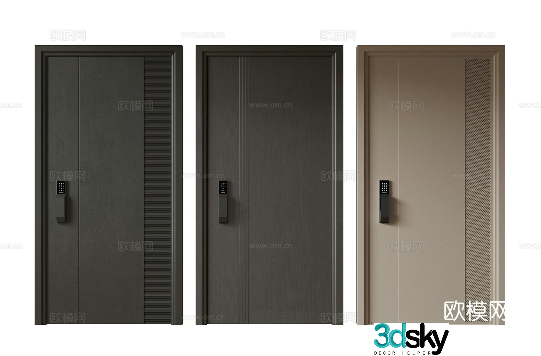 Modern minimalist entrance door medieval security door single opening door mother and child door main door password door 3D model