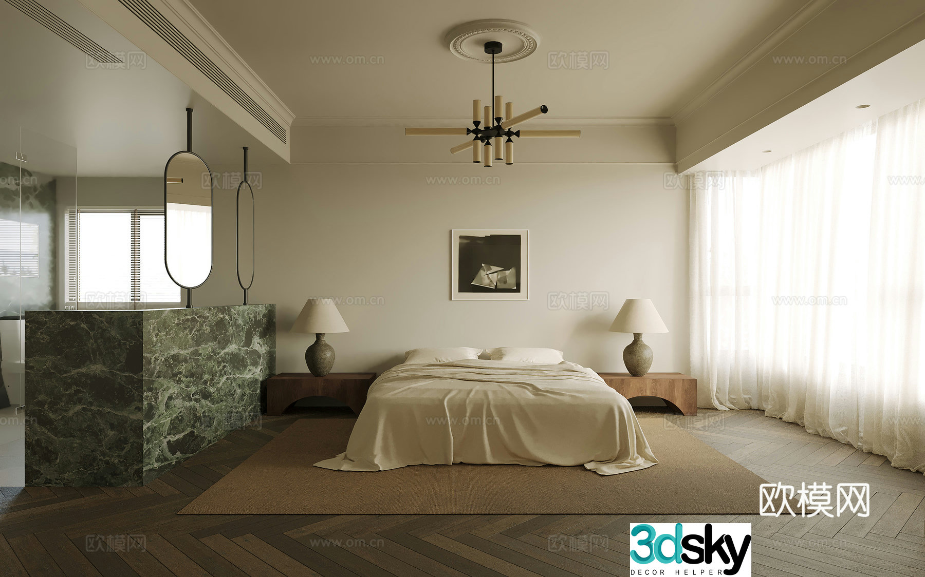 Modern medieval bedroom 3d model