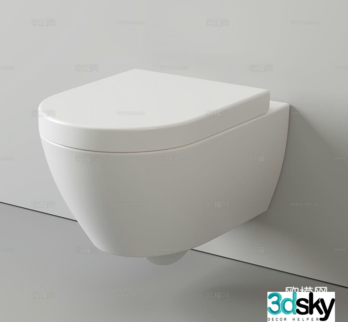 Creamy toilet wall-mounted toilet toilet smart toilet household toilet toilet bathroom horse 3D model