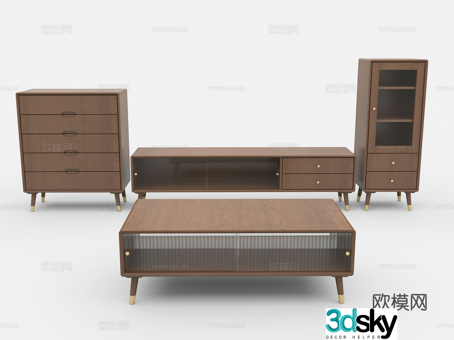 Nordic style TV cabinet chest of drawers coffee table chest of drawers 3D model
