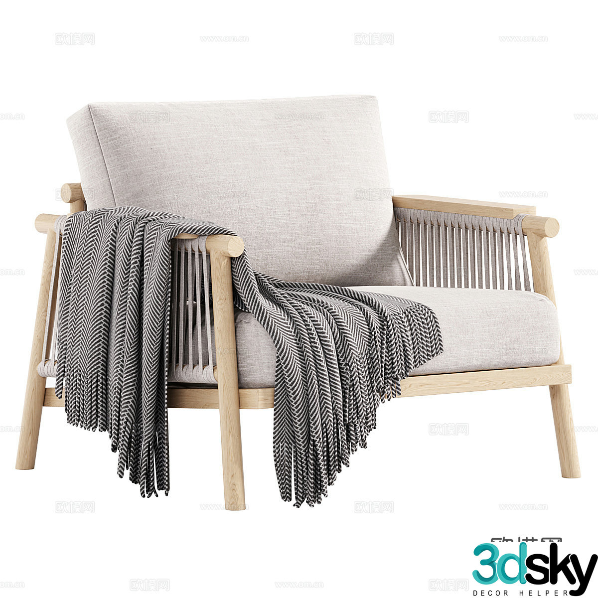 Wasabi style leisure chair B&B single chair B&B leisure chair Rattan single chair Rattan single chair Rattan leisure chair Rest 3D model