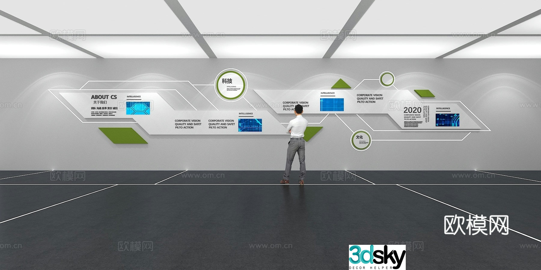 Cultural wall Corporate culture wall Display wall Classroom Exhibition hall Campus culture Corridor 3D model
