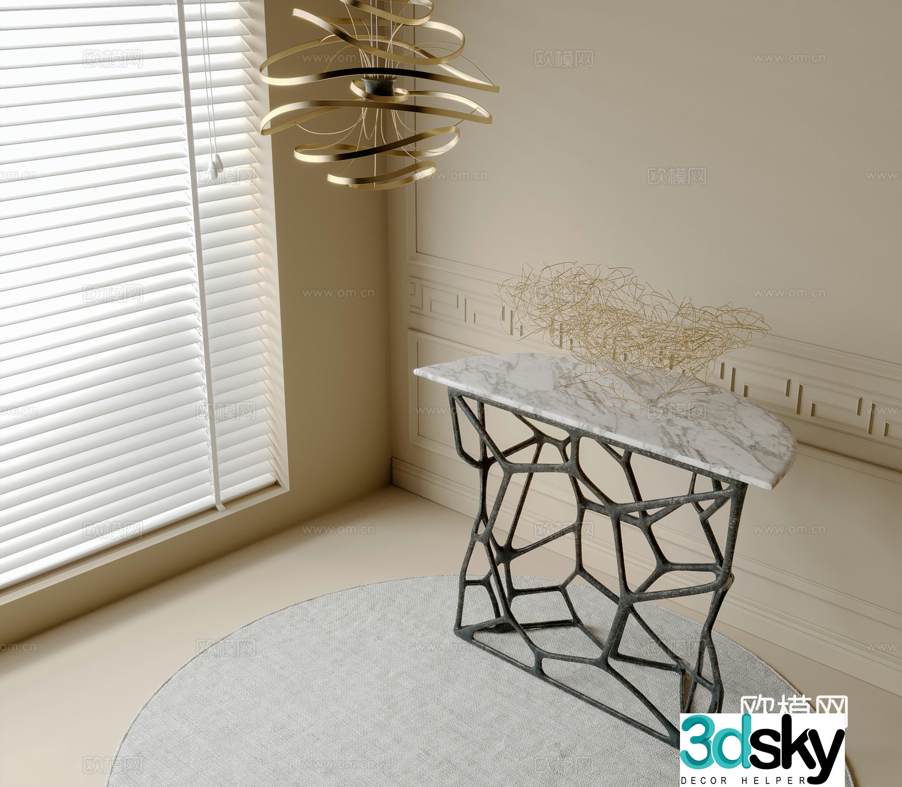 Modern end viewing platform chandelier ornament 3D model