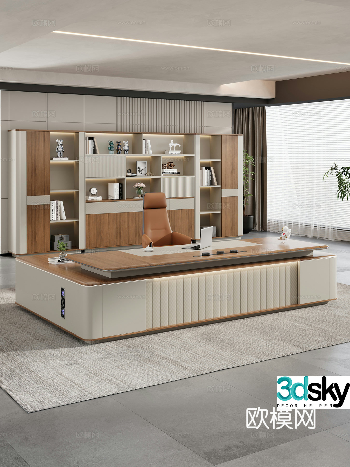 Modern office boss desk class desk manager desk general plant desk boss office class desk 3d model