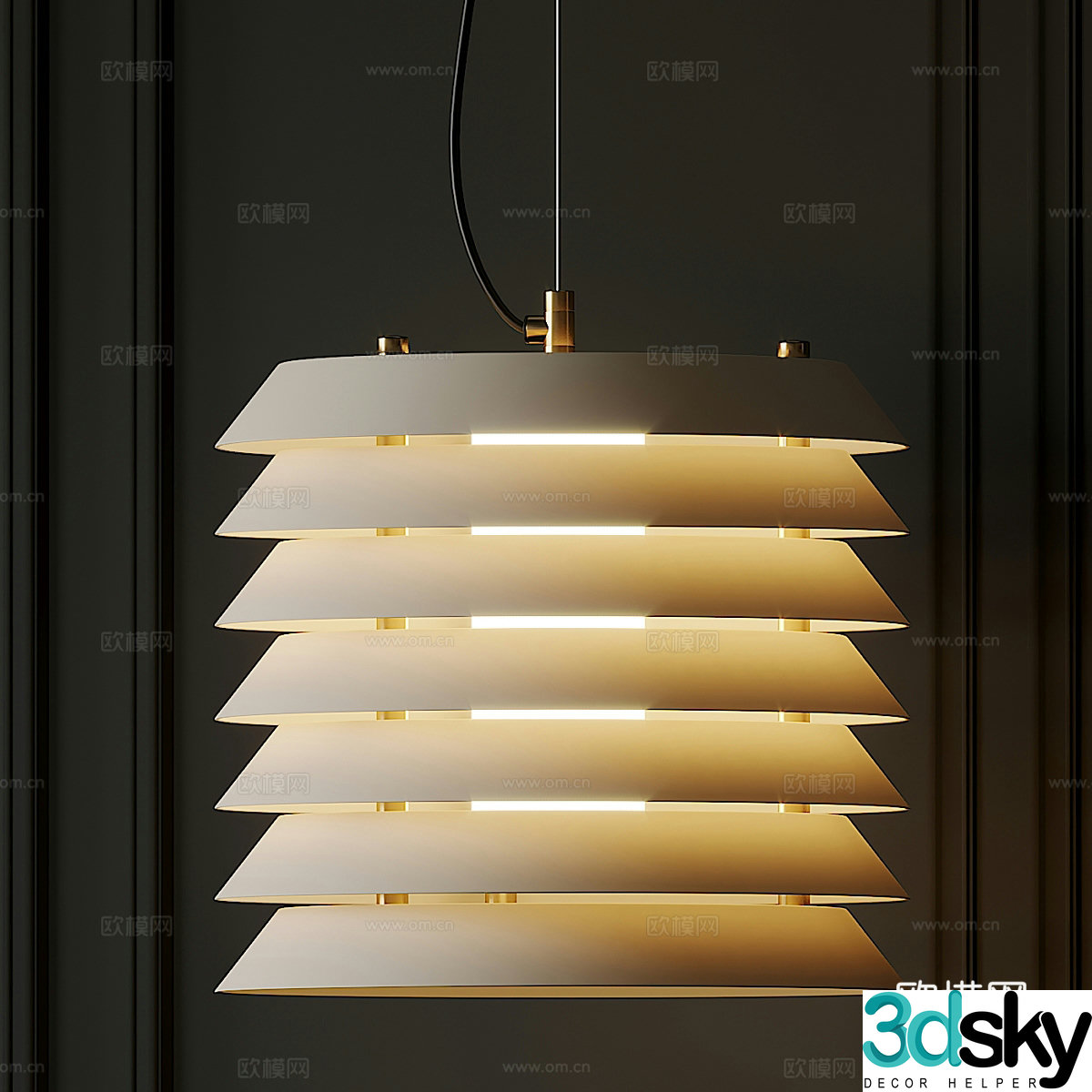 New Chinese style decorative chandelier 3D model