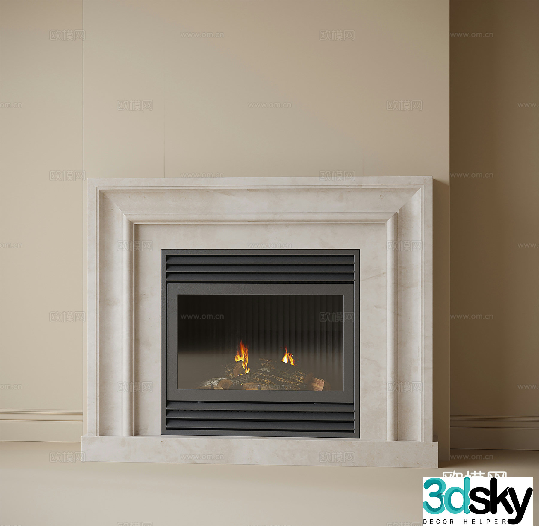 Modern decorative fireplace 3d model