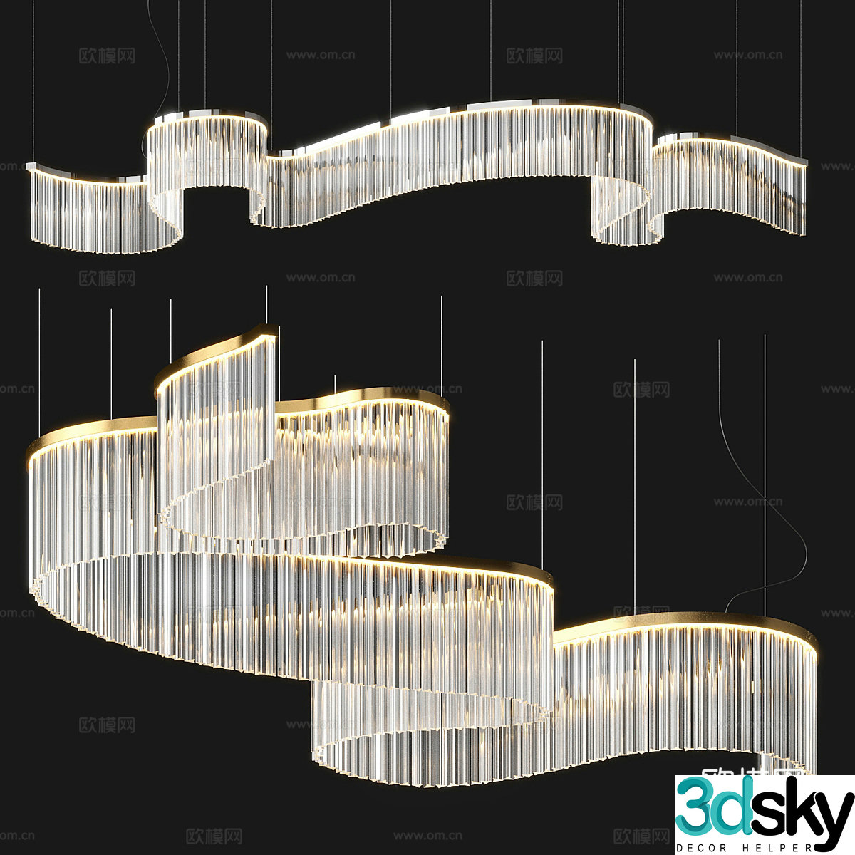 New Chinese style light luxury decorative hanging 3D model