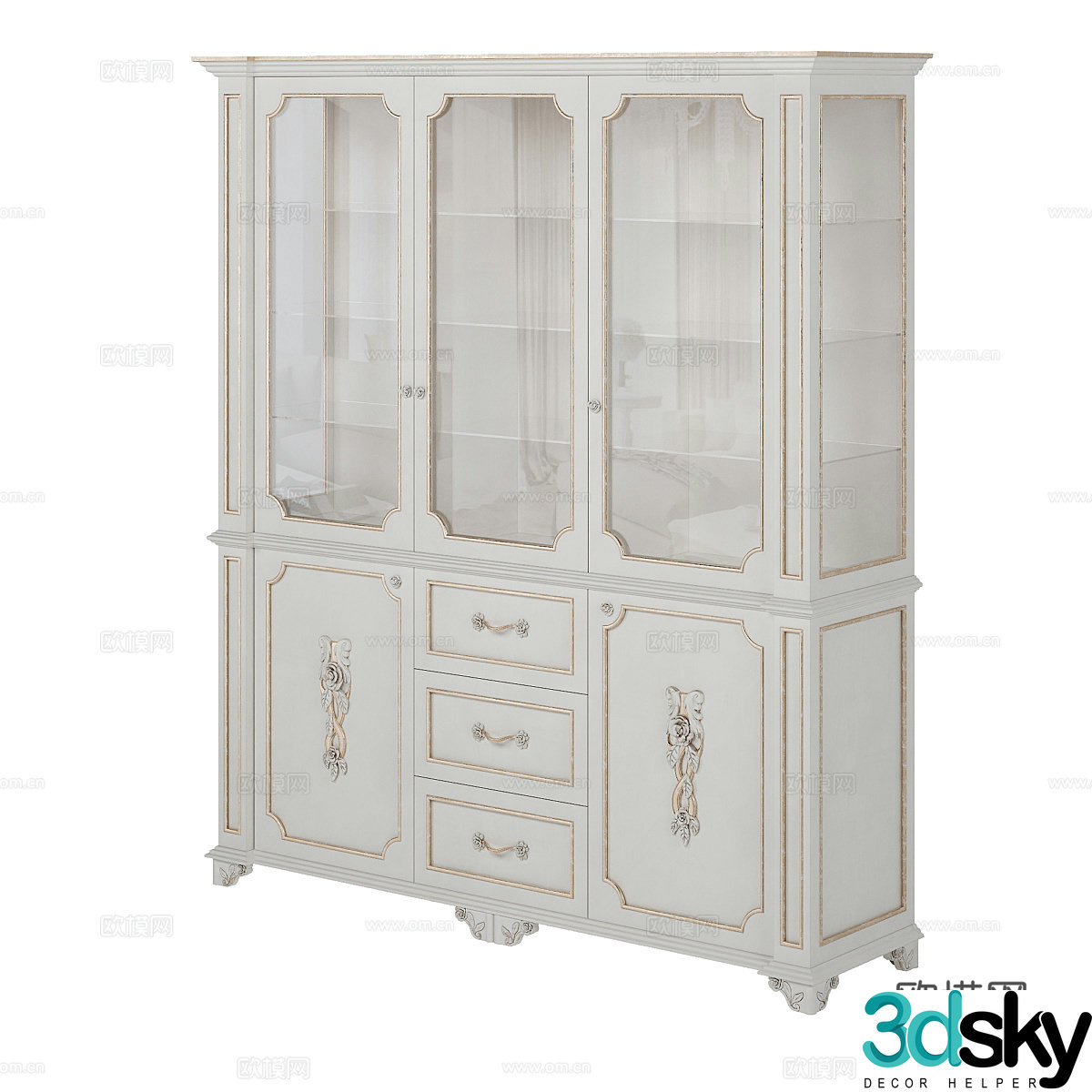 French sideboard wine cabinet 3d model