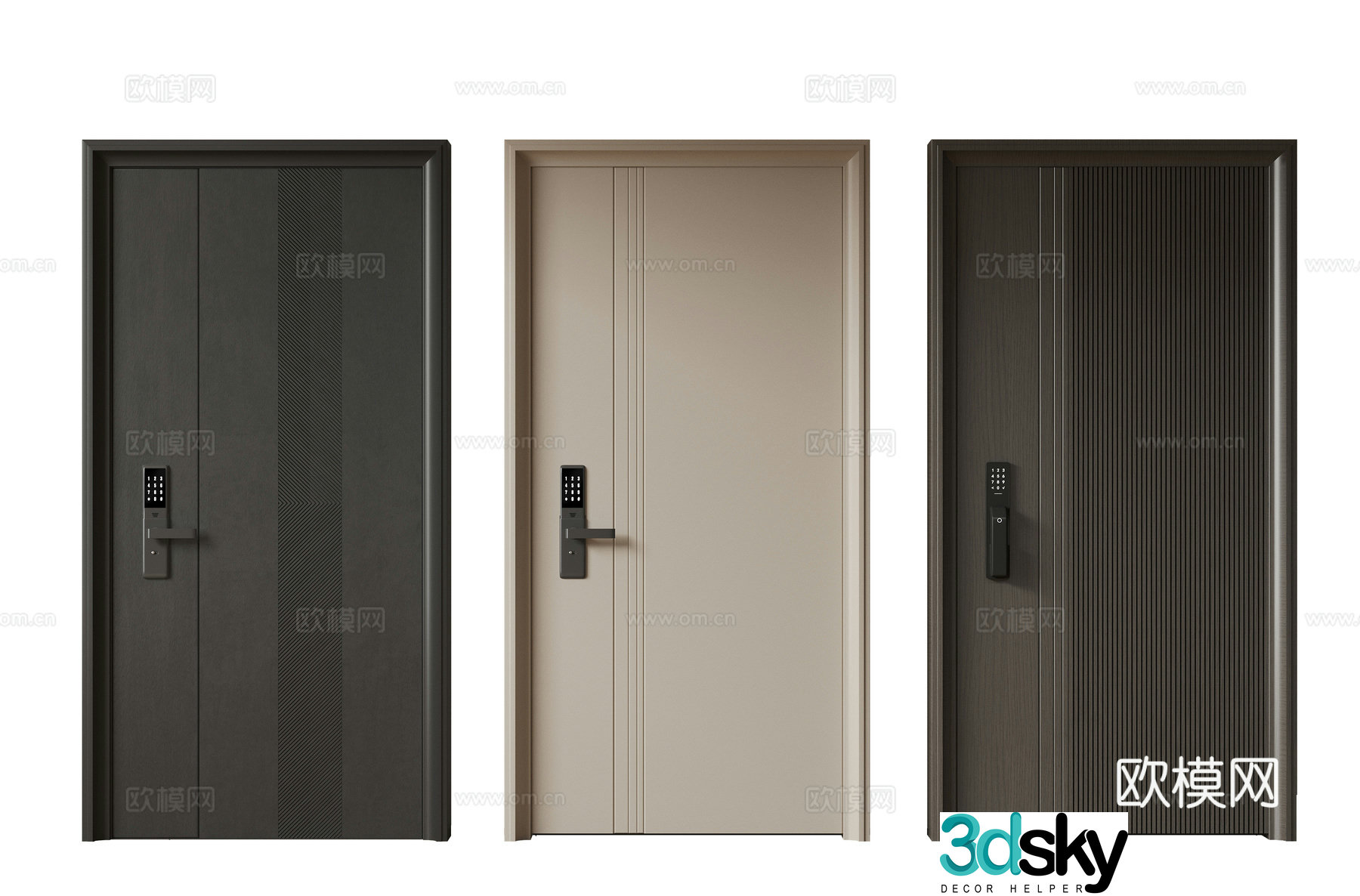 Modern minimalist entrance door medieval security door single opening door mother and child door main door password door 3D model