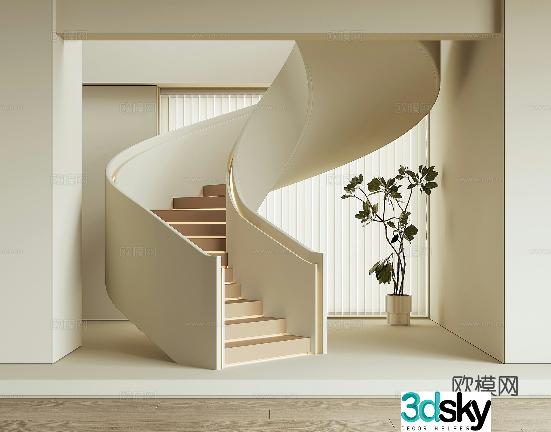 Modern spiral staircase 3d model