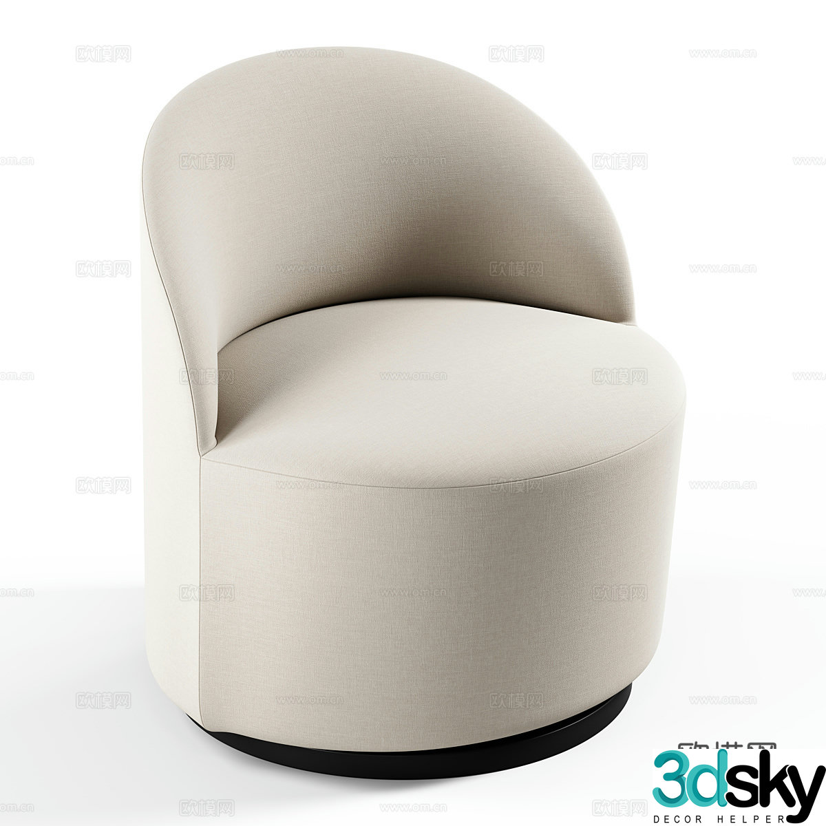 Cream style single sofa fabric sofa chair fabric single chair fabric casual chair fabric backrest 3D model
