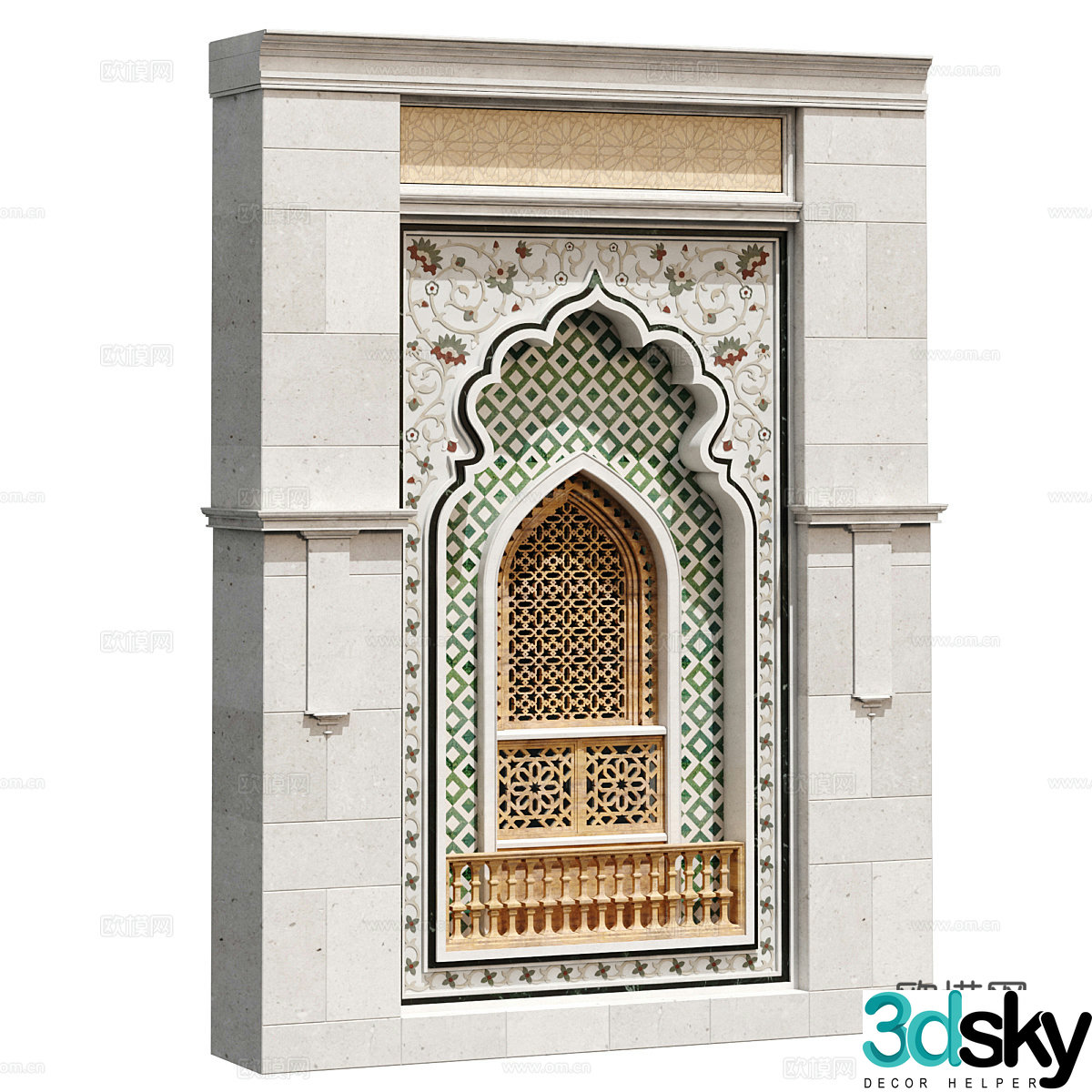 Simple European window exterior wall 3d model