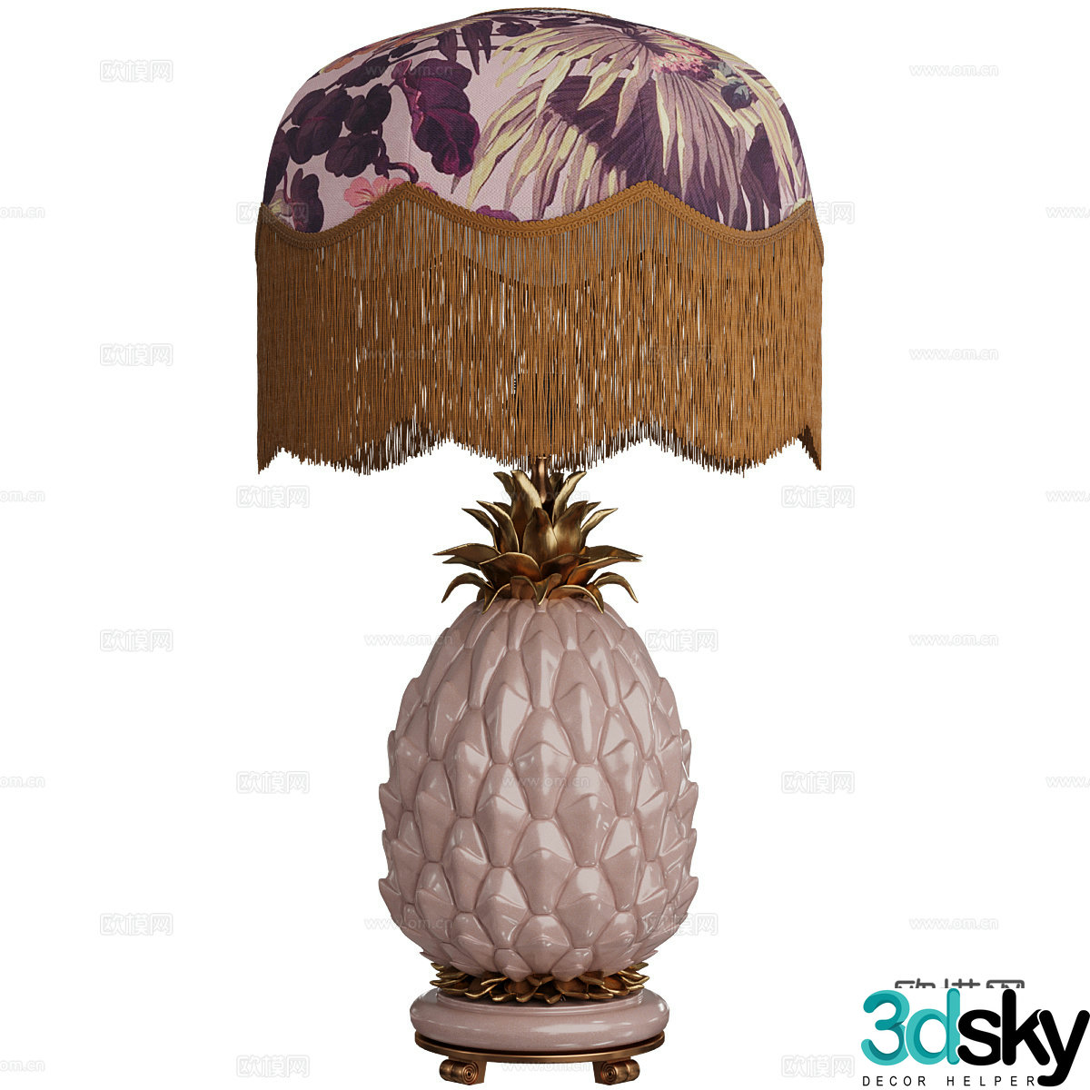 Middle style LIMERENCE pineapple decorative desk lamp 3D model