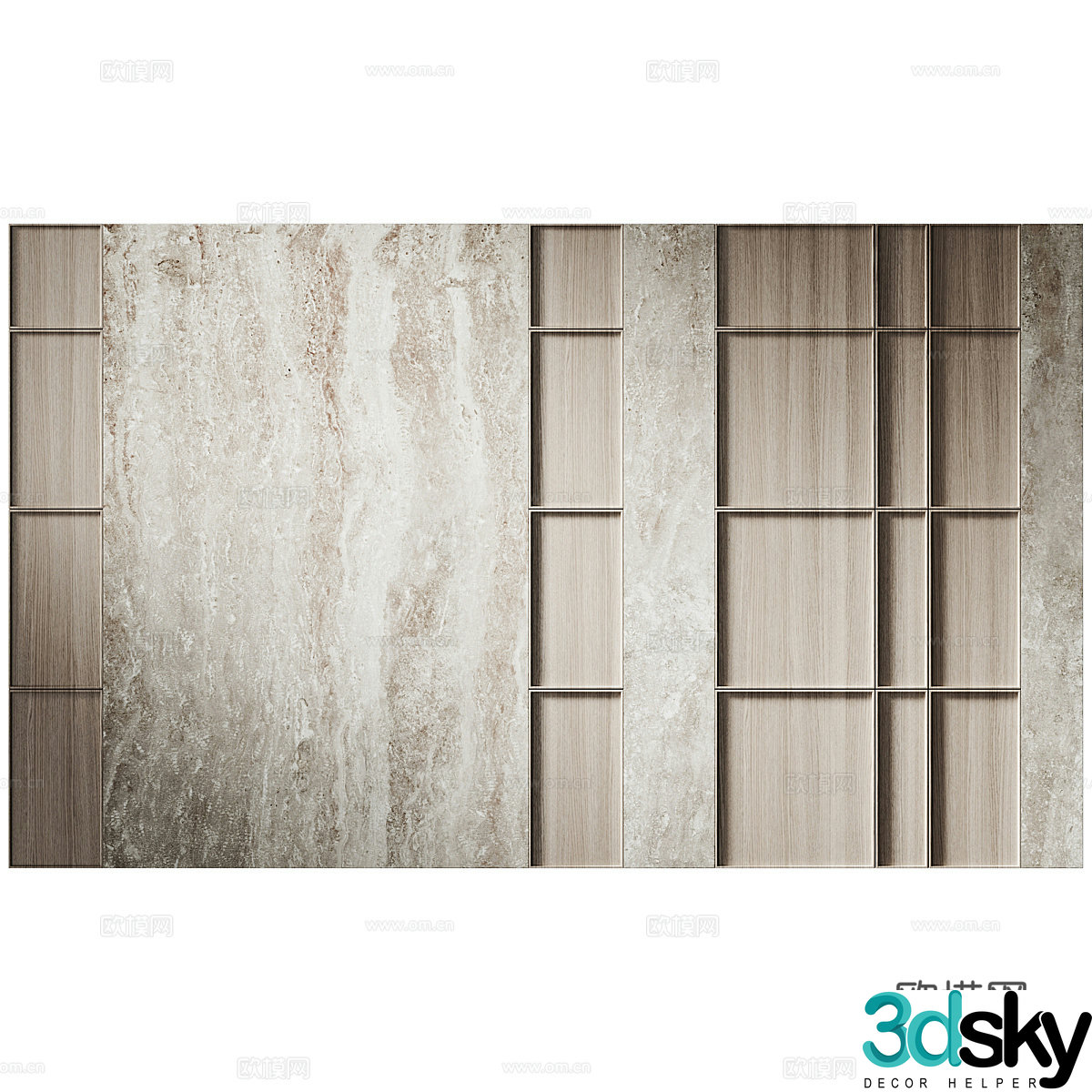 New Chinese style wasabi background wall 3D model