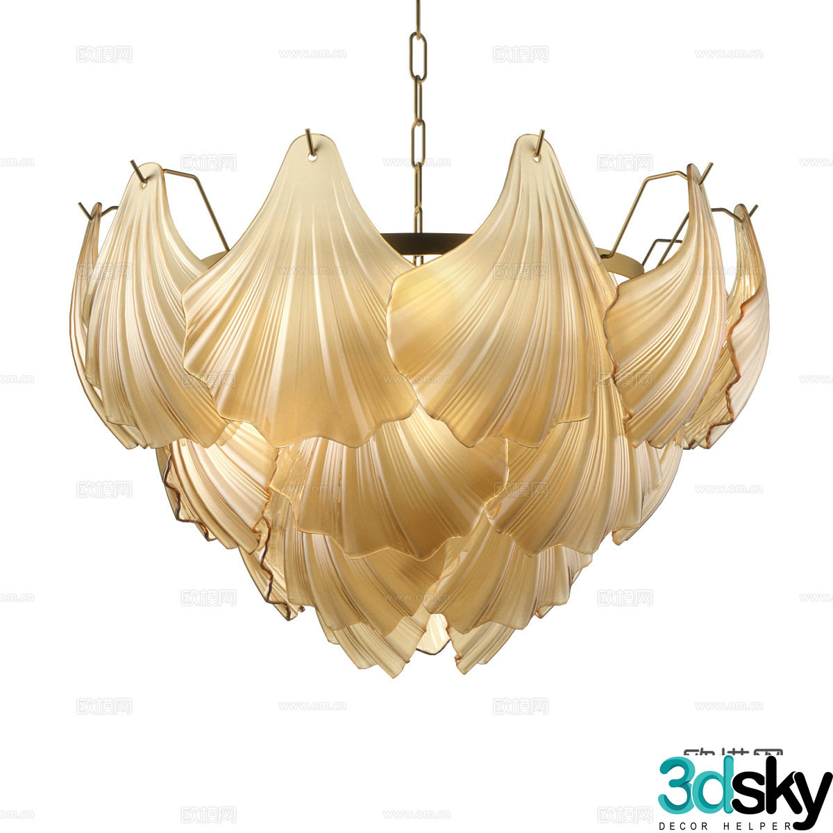 New Chinese style light luxury Ibiza decorative chandelier 3D model