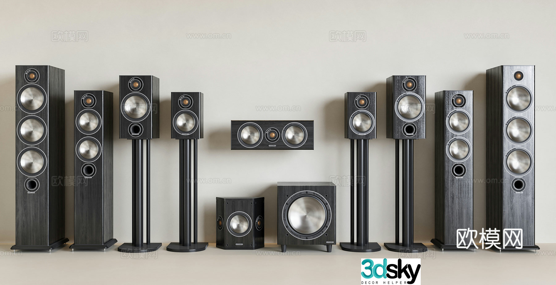 Audio smart audio floor-standing audio and video equipment audio combination wall-mounted audio 3D model