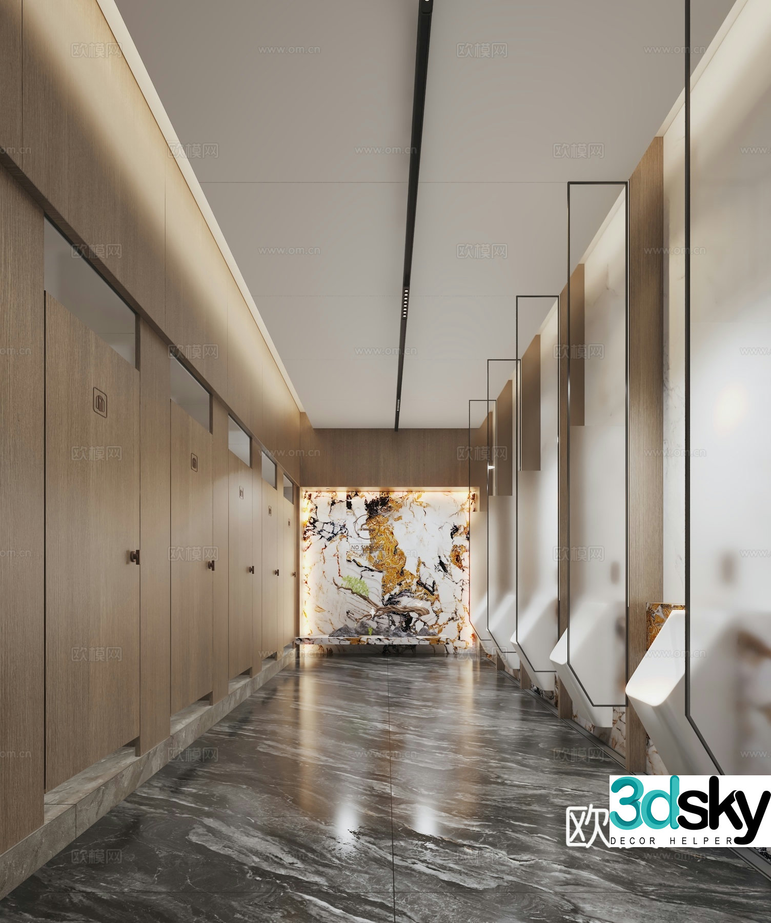Modern public bathroom 3d model