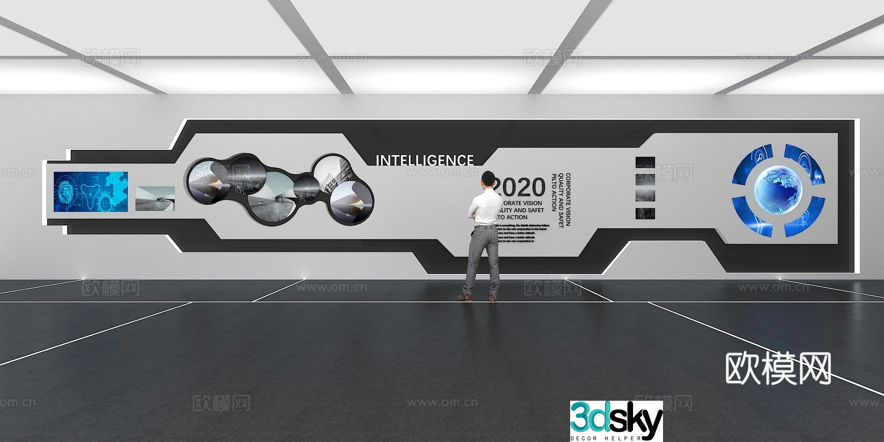 Cultural wall Corporate culture wall Display wall Classroom Exhibition hall Campus culture Corridor 3D model