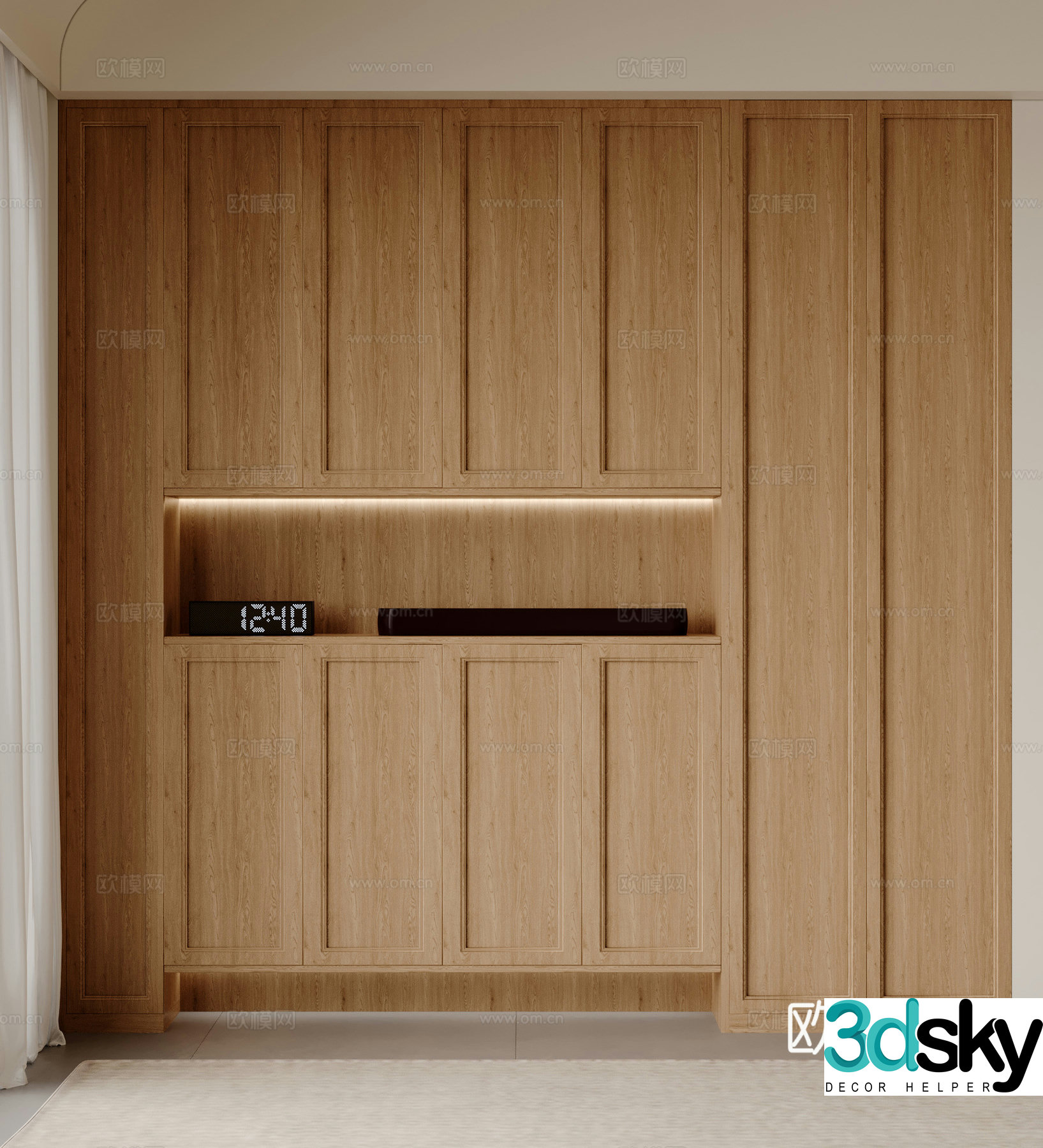 Log wind entrance cabinet shoe cabinet ornament 3D model