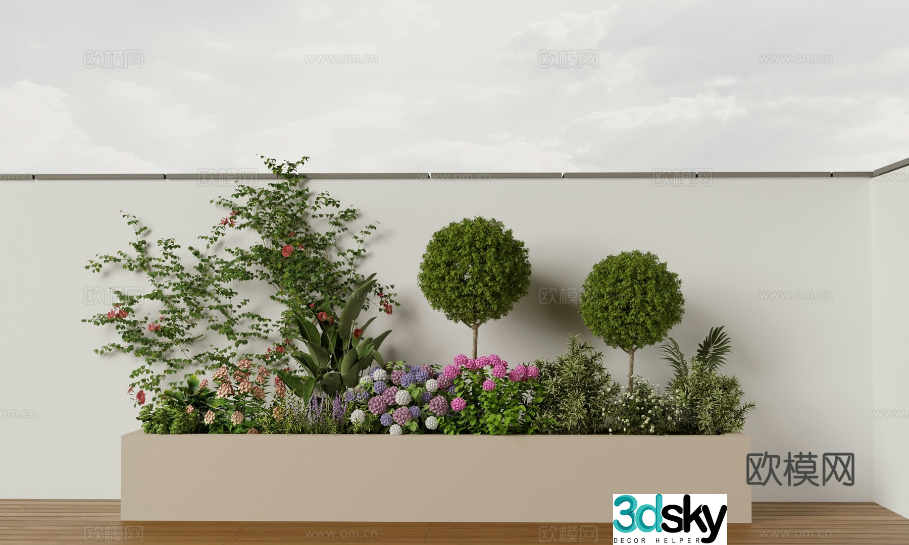 Modern flower pond plant heap 3d model