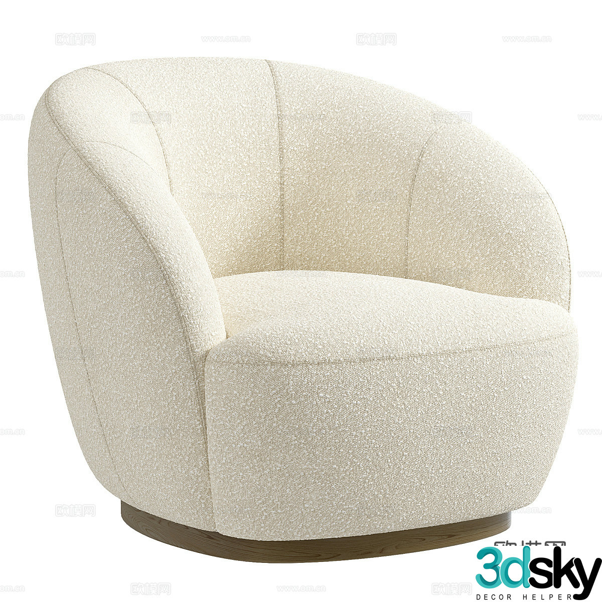 Modern Cream Club Armchair 3d Model