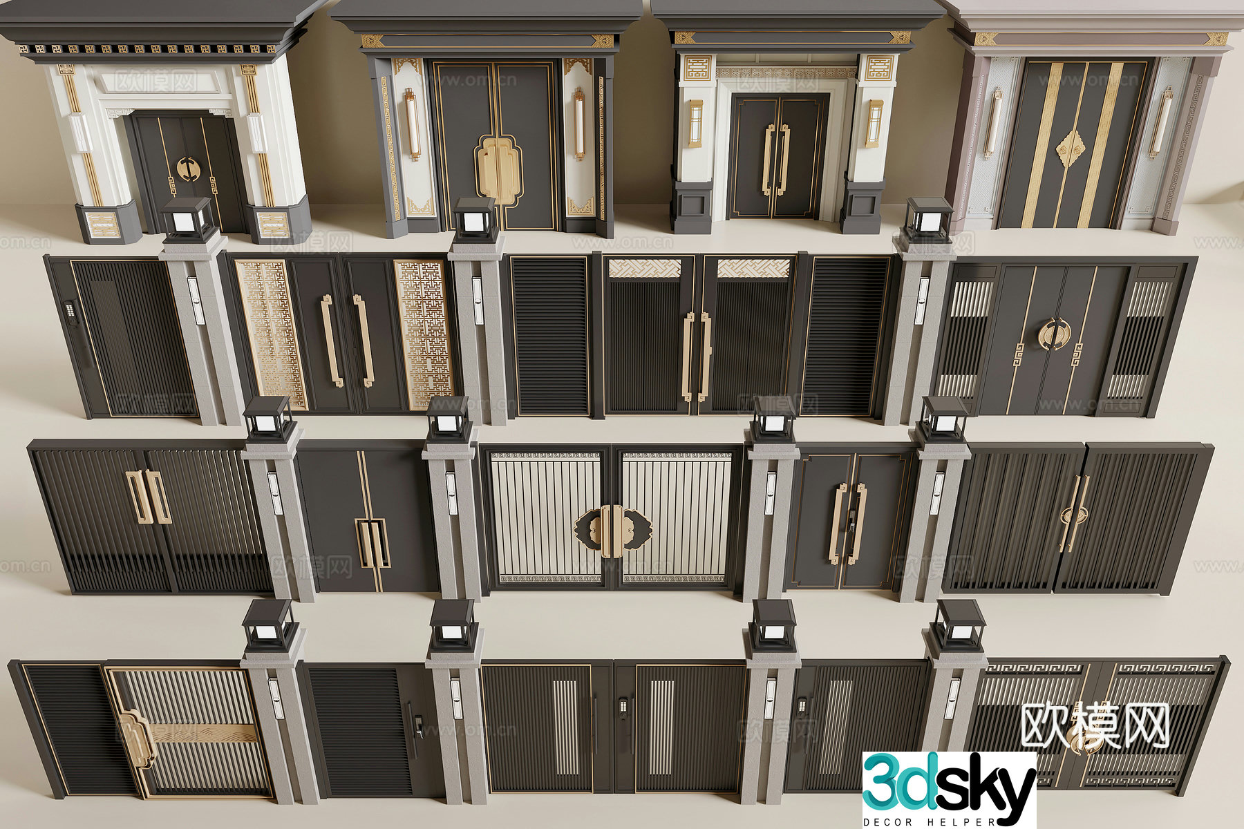 Modern courtyard door 3d model