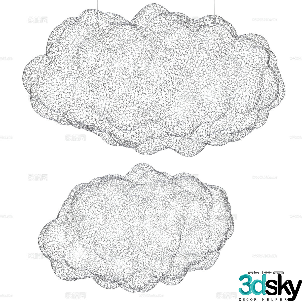 Modern metal decorative cloud pendant 3d model