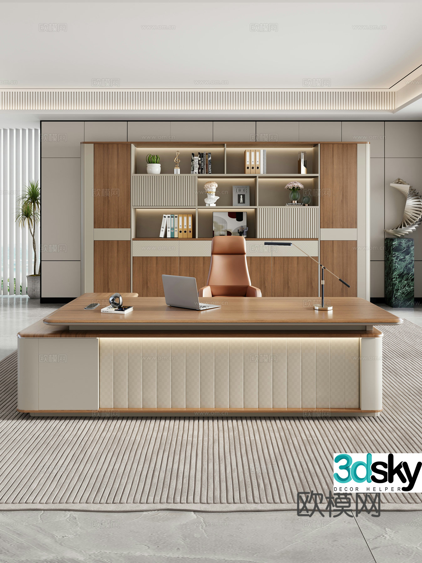 Modern office desk chair office desk boss desk large desk chair manager desk general plant table 3D model