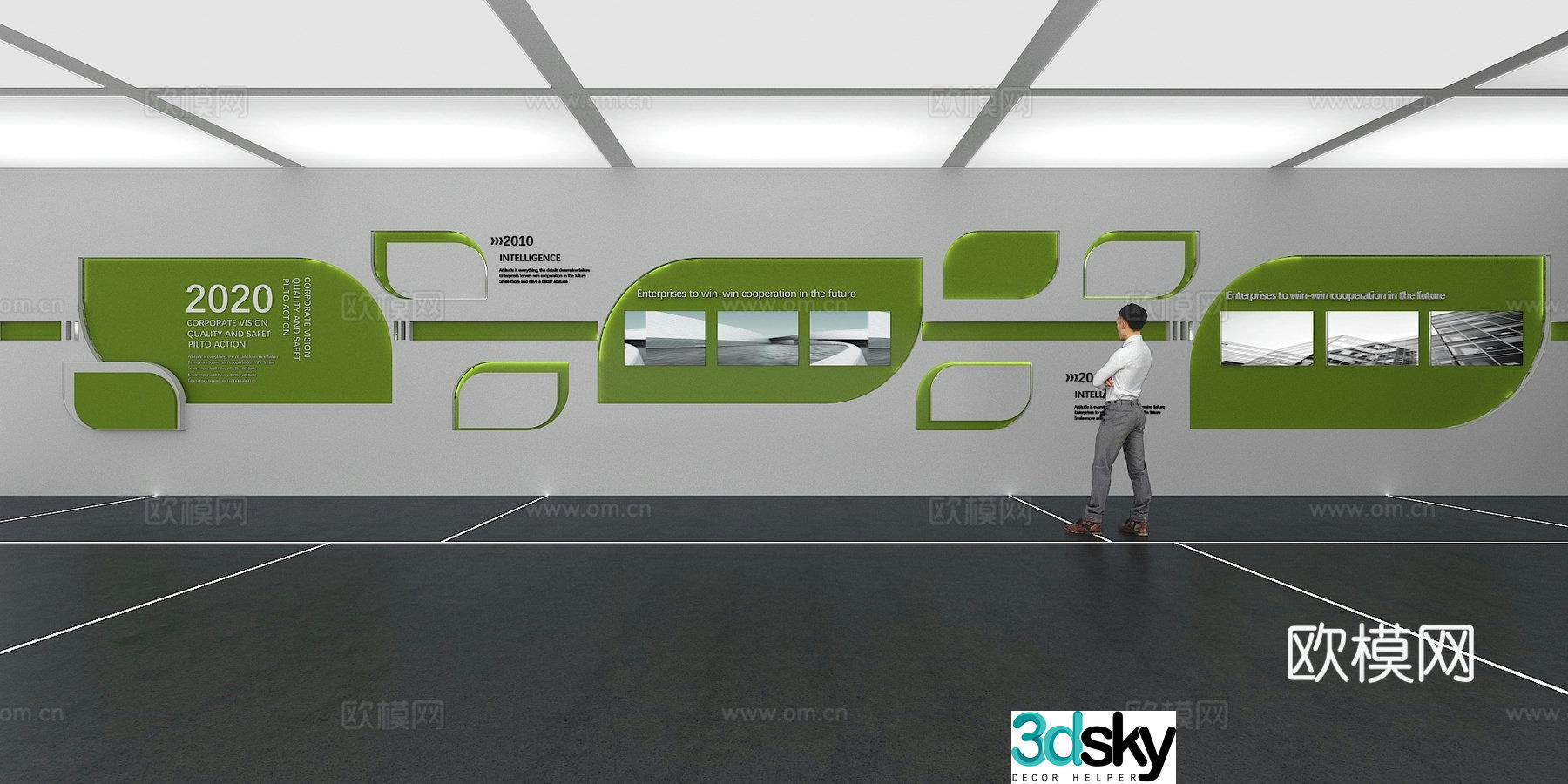 Cultural wall Corporate culture wall Display wall Classroom Exhibition hall Campus culture Corridor 3D model