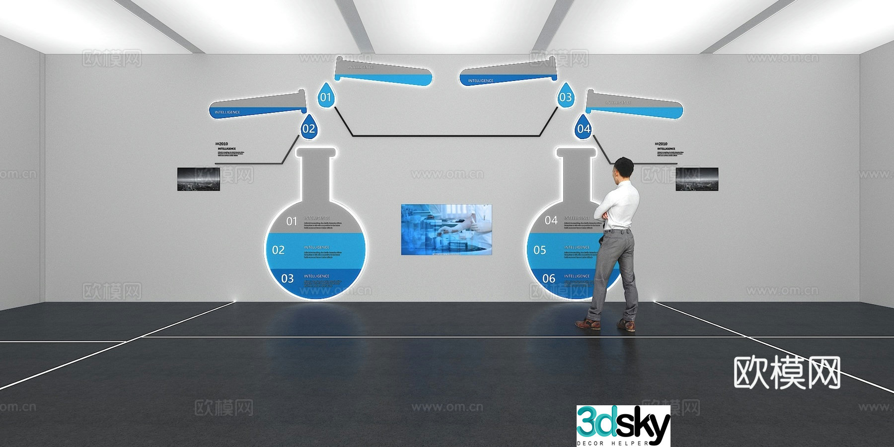 Cultural wall Chemistry culture wall Display wall Theme wall Exhibition hall Campus culture Corridor 3D model