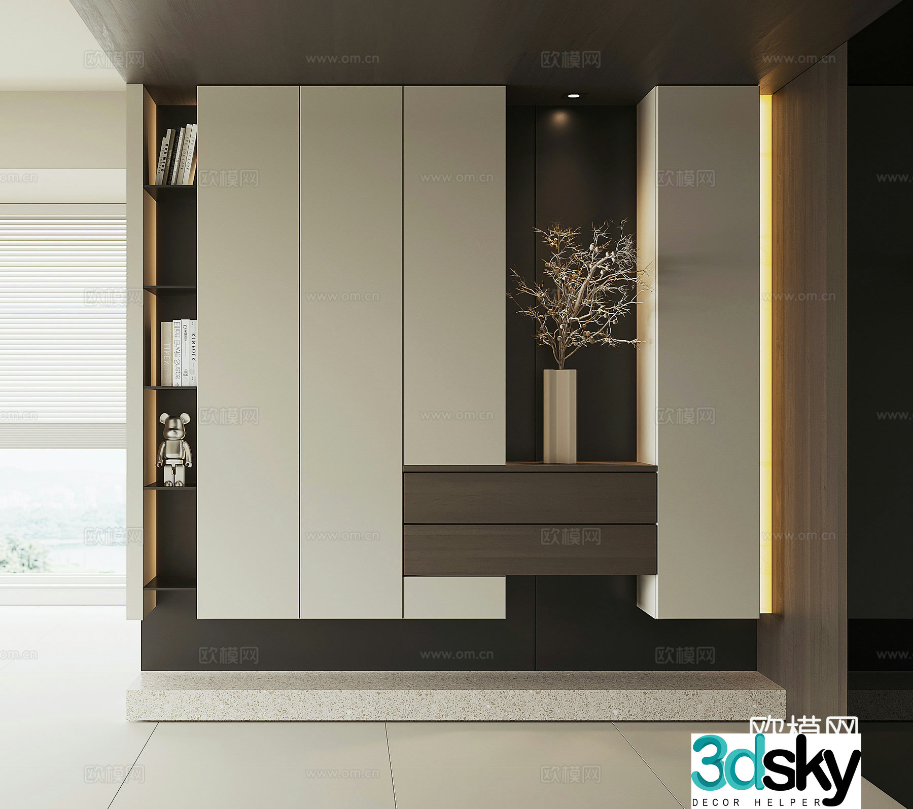 Modern home entrance shoe cabinet 3D model
