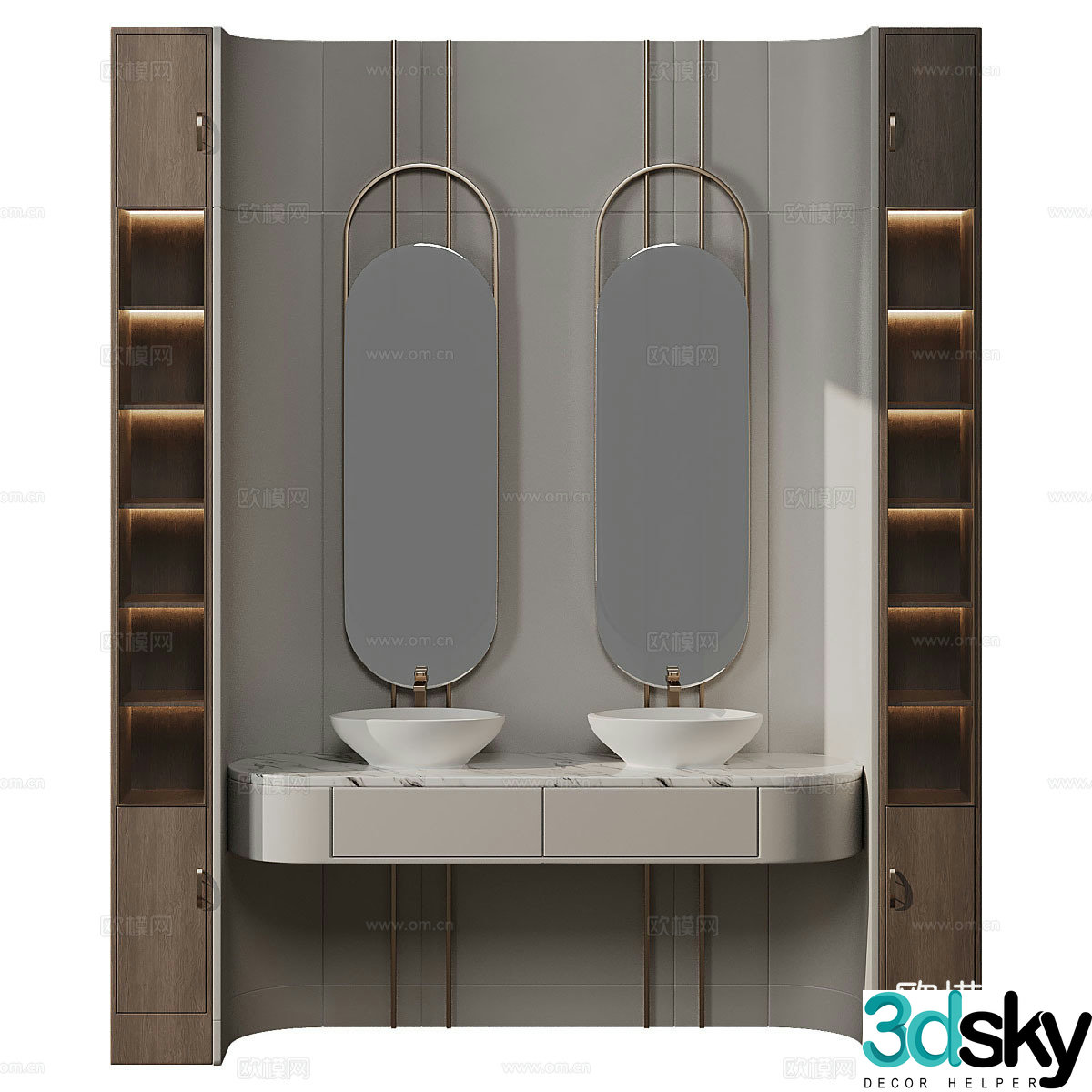 New Chinese style wall decoration bathroom cabinet 3D model