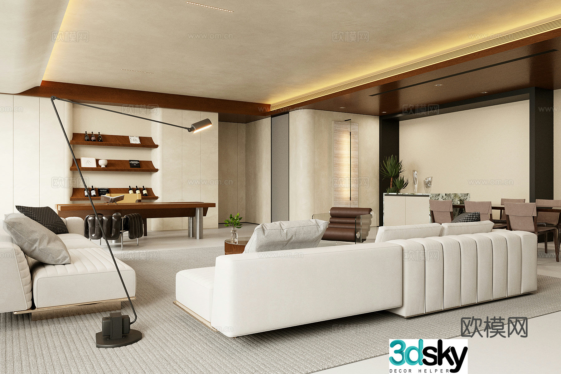 Waviva Home Living Room Large Apartment Living Room Horizontal Living Room Design 3D Model