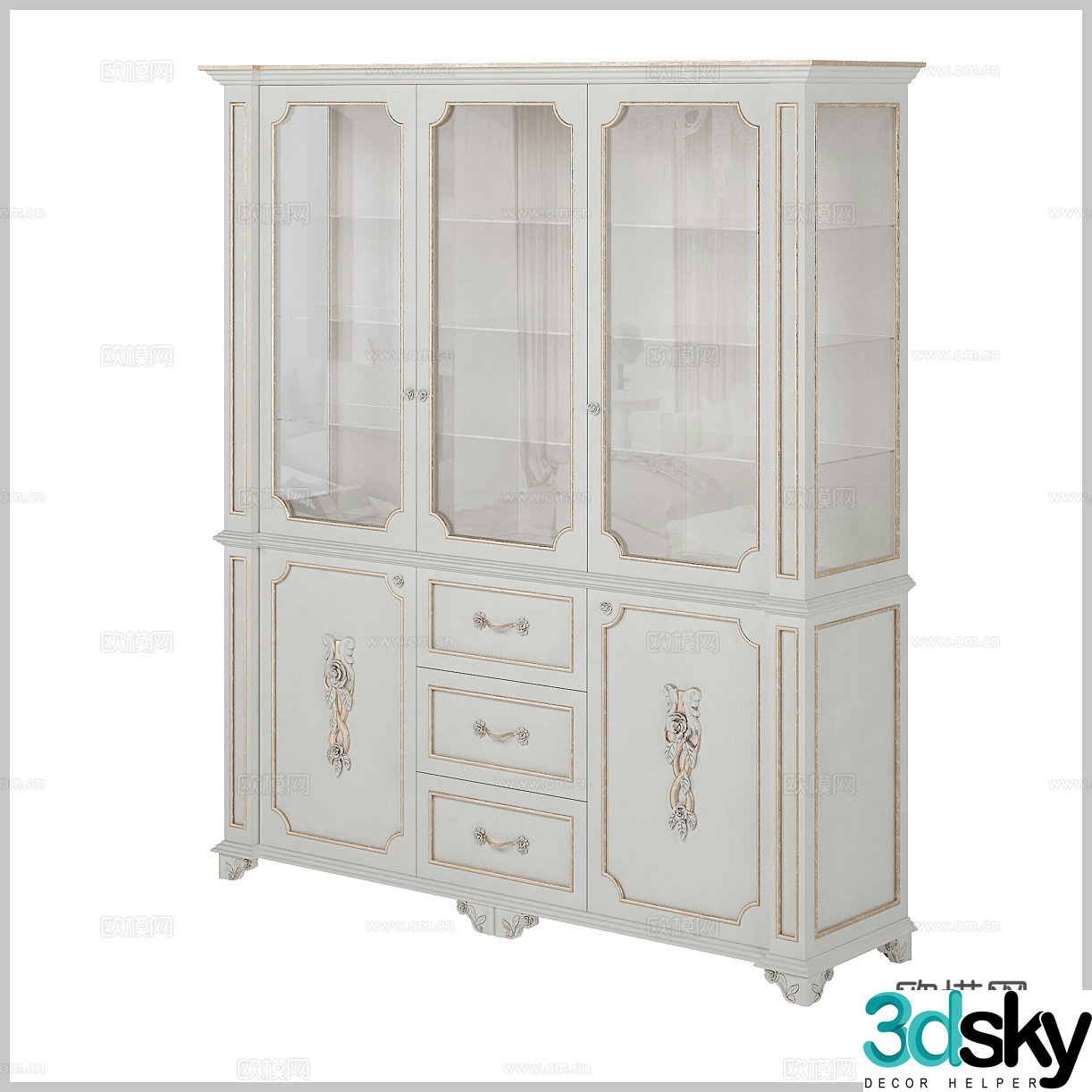 Simple European side cabinet European side cabinet American tea cabinet dining cabinet Decorative cabinet Display cabinet Classical 3D model