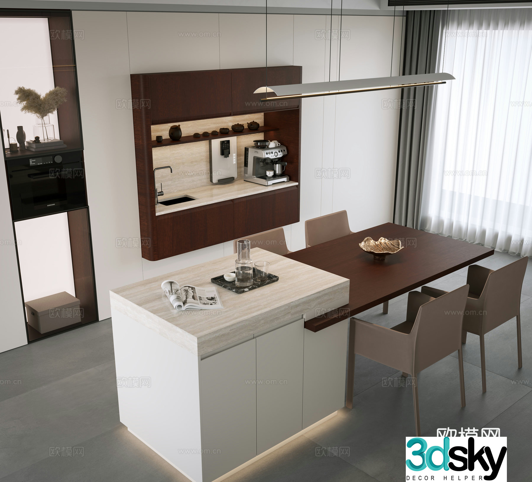 Modern restaurant Modern sideboard Minimalist sideboard Modern restaurant island Medium style sideboard 3D model