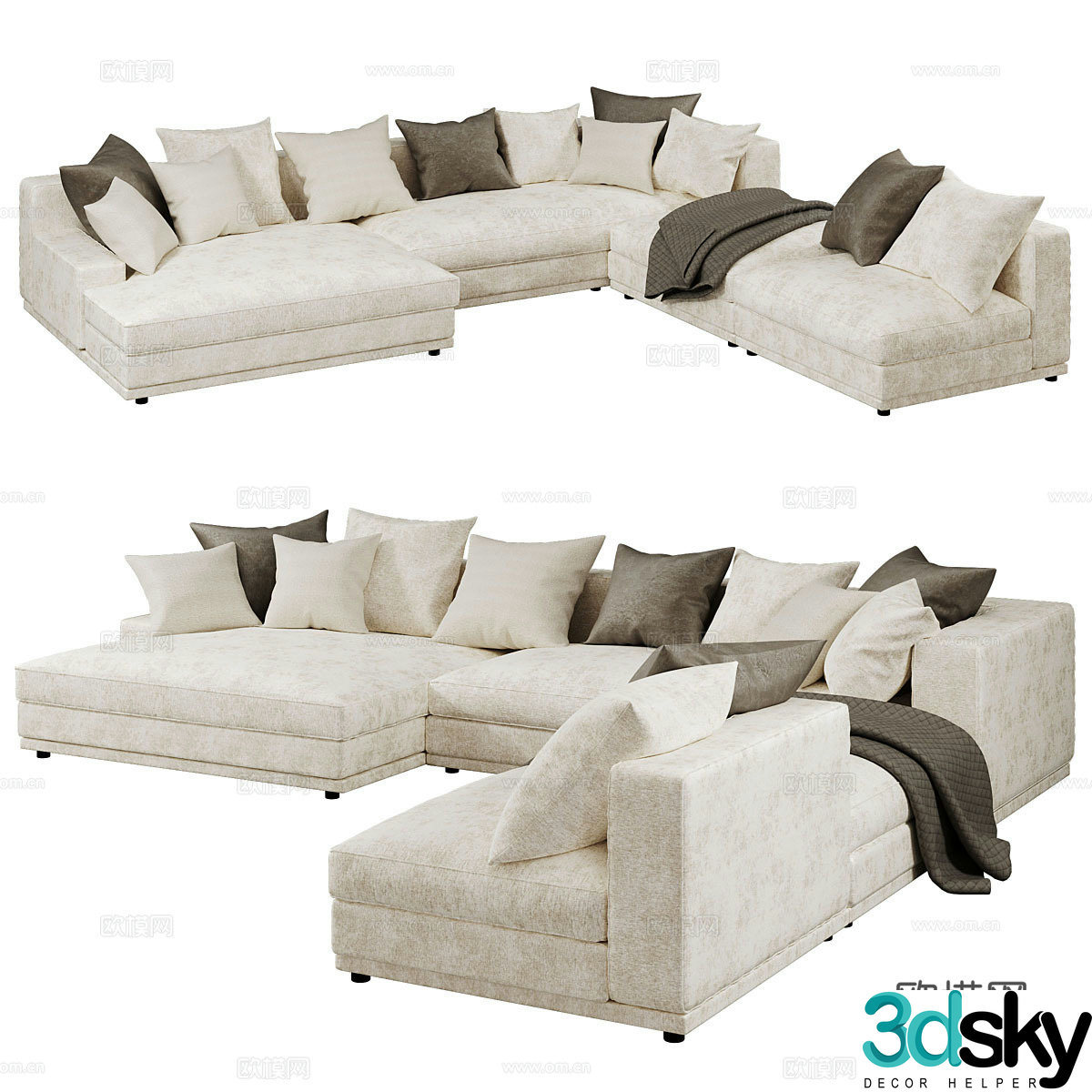 Modern Vancouver fabric corner sofa 3d model
