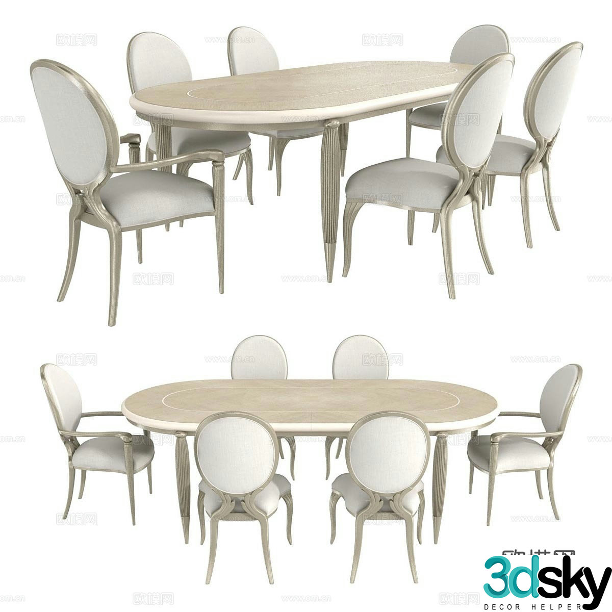 Table dining and chair combination 3D model