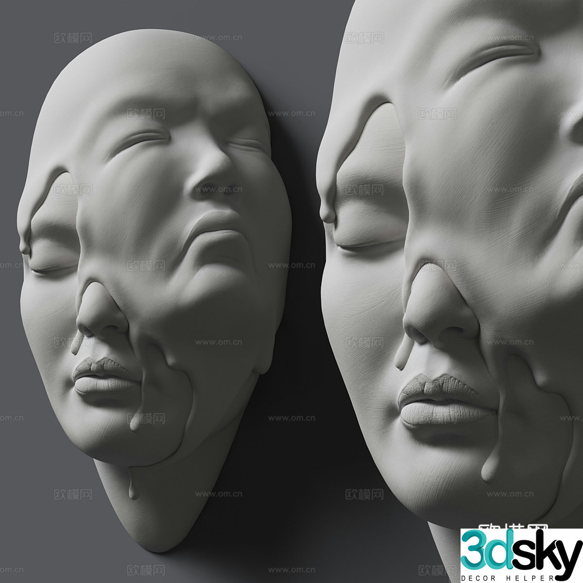 Modern character gypsum sculpture 3d model