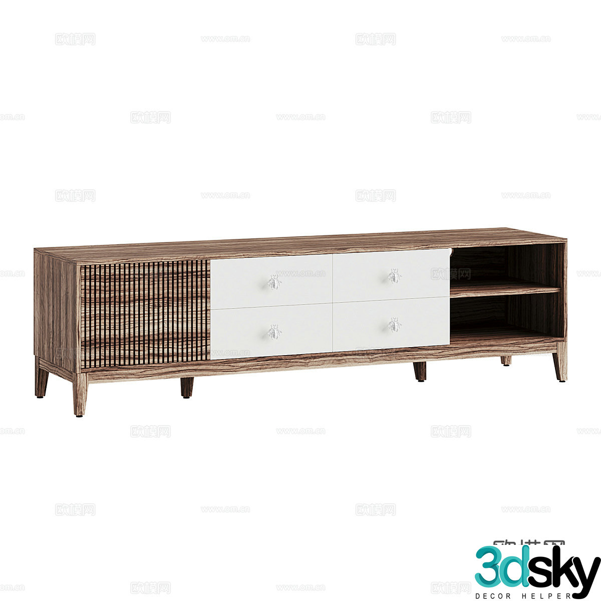 Middle-aged TV cabinet solid wood TV cabinet Wasabi wind TV cabinet B&B TV cabinet low cabinet decorative 3D model