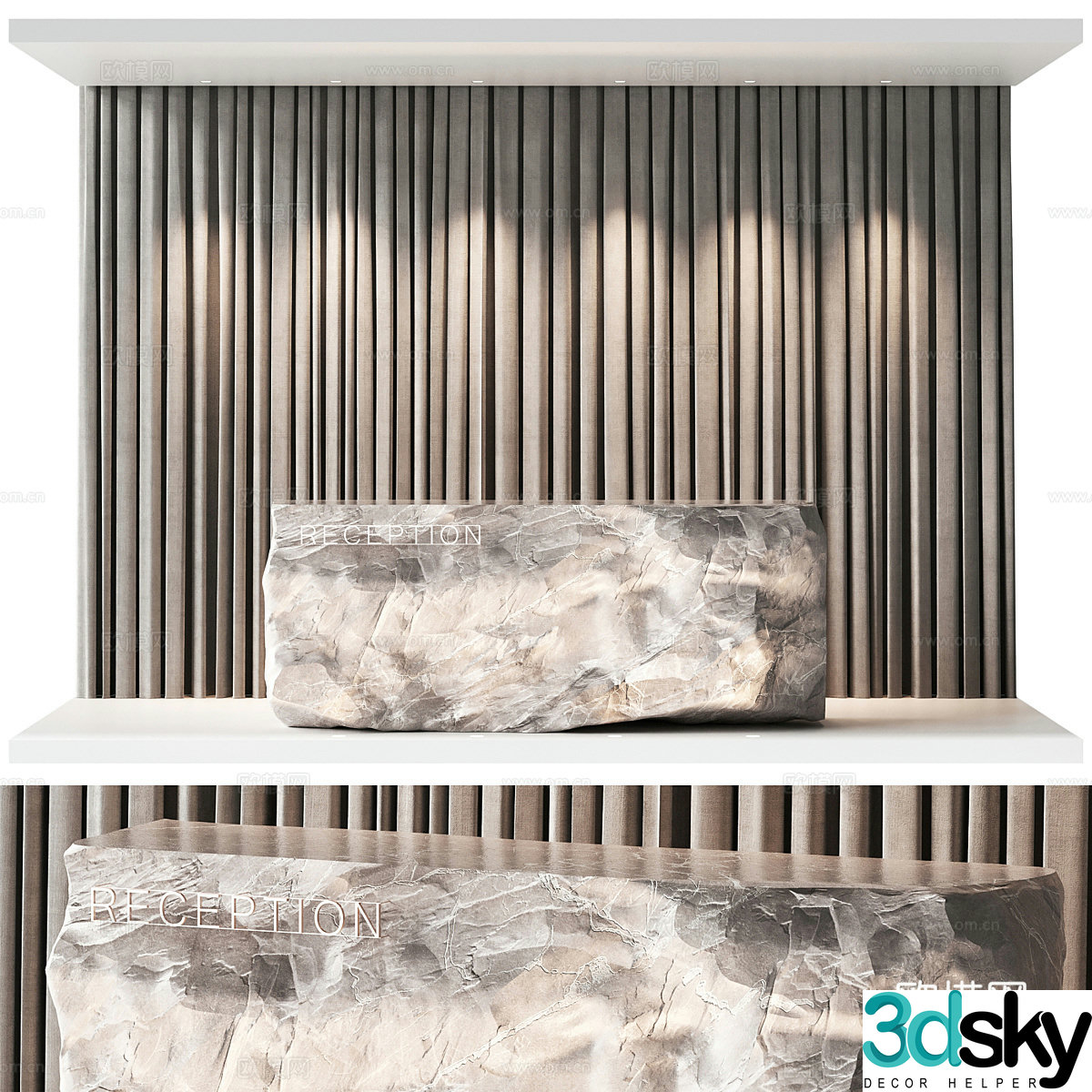 New Chinese style Wasabi Front Desk Bar 3D Model
