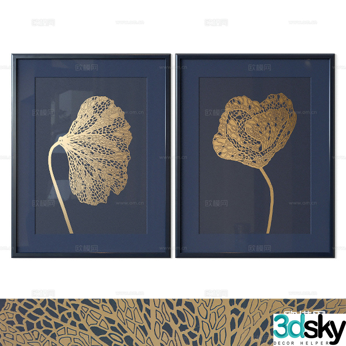New Chinese style light luxury decoration hanging painting 3D model